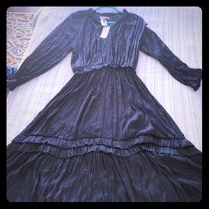 Current Air Los Angeles navy silk dress